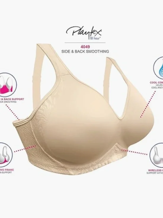 PLAYTEX 18 Hour Smoothing Wireless, Cool Comfort Wire-Free Bra White 38DD 6905 - Picture 4 of 4